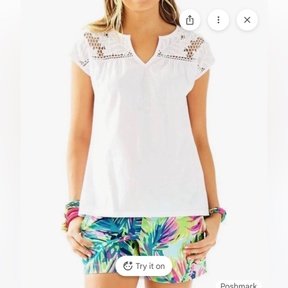 Lilly Pulitzer Avery Trapeze Resort White Lace Top - NWT - XS
